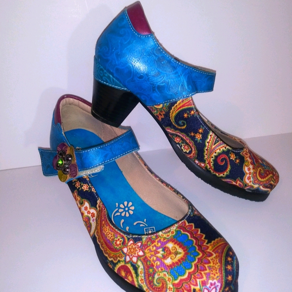 Socofy genuine leather multicolored shoez
